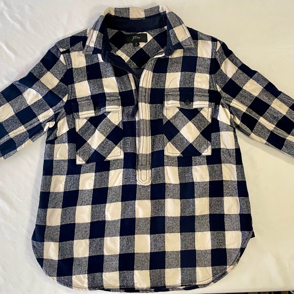 J. Crew Navy and White Plaid Top M but fits like a small